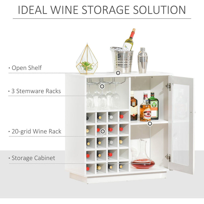 Wine Cabinet Sideboard, 20 Bottle Wine Rack, Glass Holder