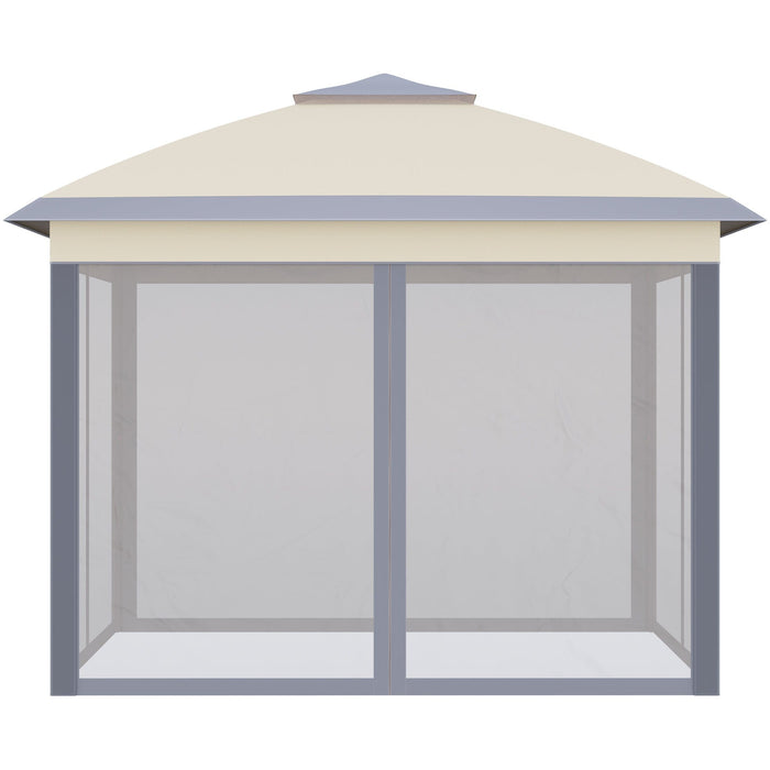 Outsunny 11' Canopy, Mesh Sidewalls, Beige