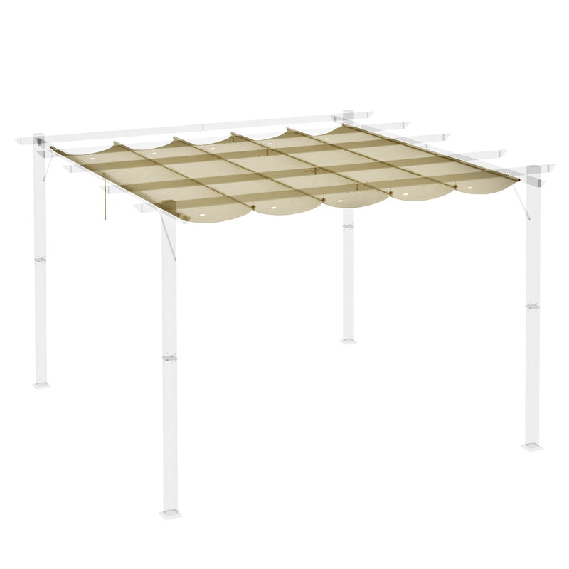 Outsunny Retractable Pergola Shade Cover, Replacement Canopy Fabric for 3 x 3 (m) Pergola, Gazebo Retractable Roof, Beige Outsunny