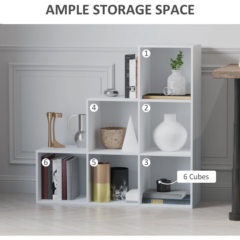 6-Cube Storage Bookcase, White 3-Tier
