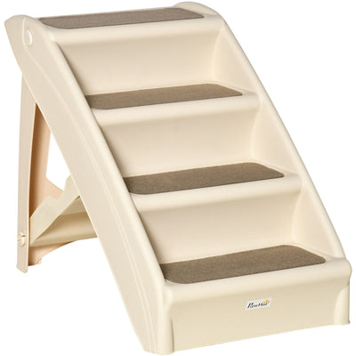 Beige 4-Step Pet Stairs (62x38x49.5cm) Pawhut