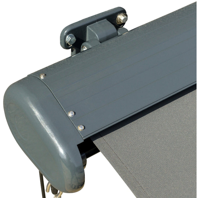 Outsunny Retractable Manual Awning Cassette Electric Motorised Door Window Patio Canopy Sun Shade w/ R/C & LED, 350 x 300cm, Grey Outsunny