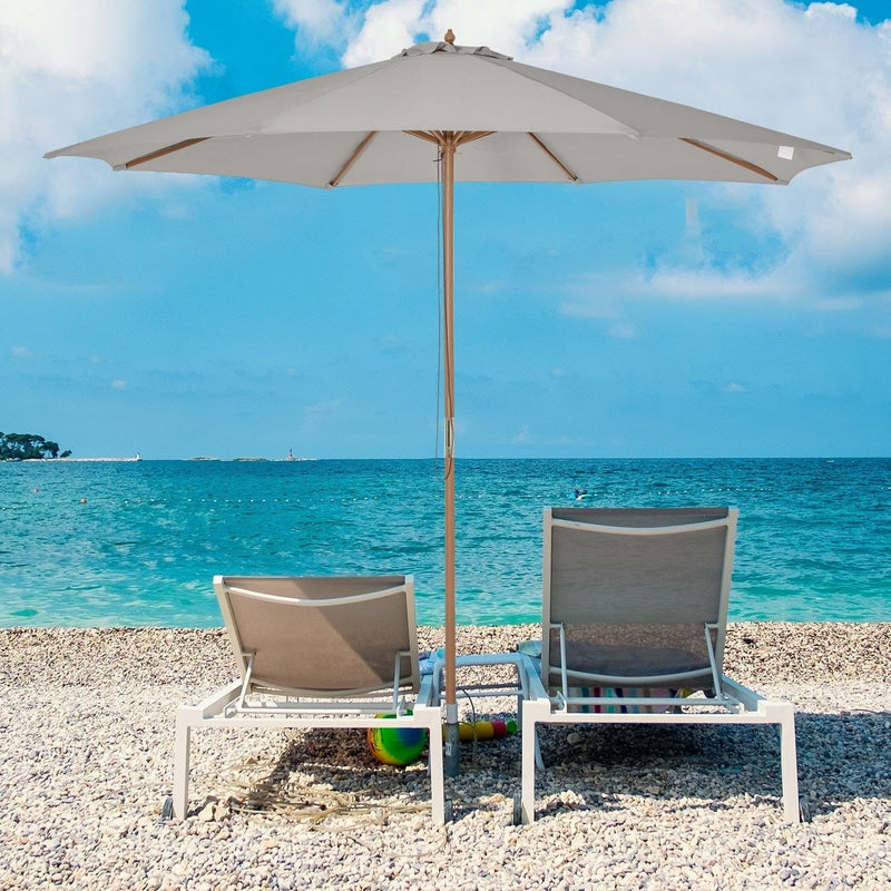 3m Wooden Parasol Outsunny