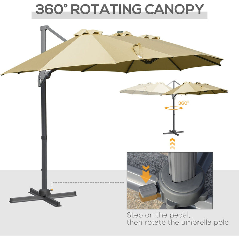 4.5m Roma Double Sided Cantilever Parasol With Cross Base