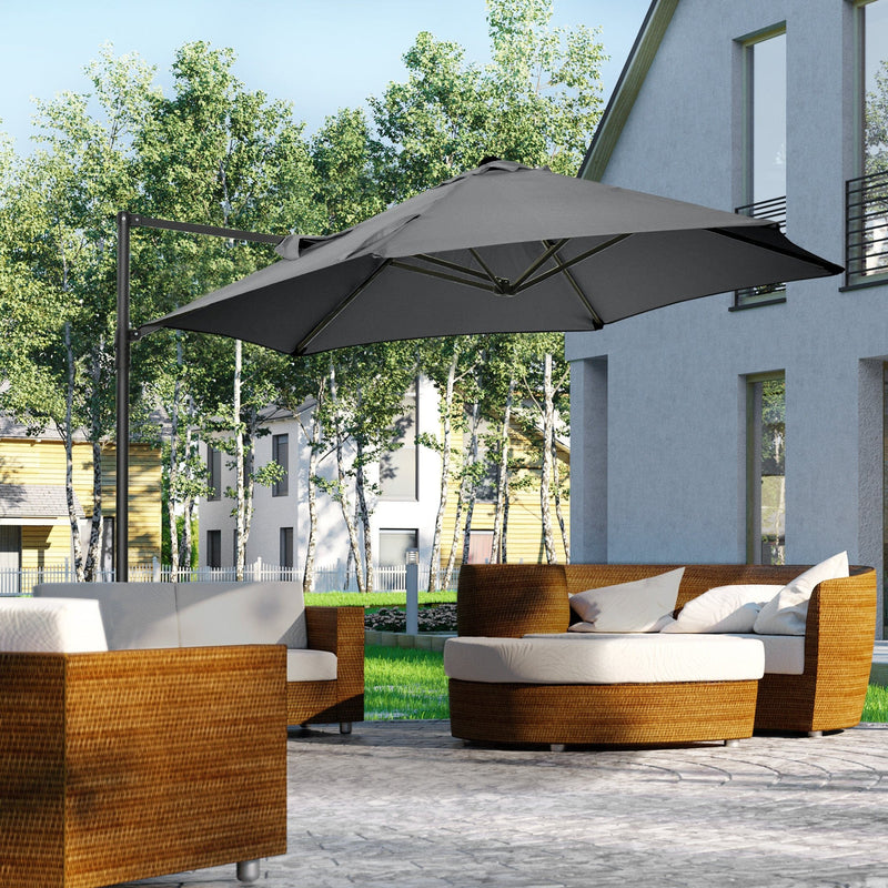 2.5M Cantilever Garden Parasol with 360° Rotation, Grey