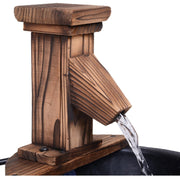 Wood Barrel Electric Water Fountain, Patio Feature Outsunny