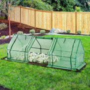 Small Tunnel Greenhouse Green 3 Zippered Doors