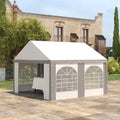 Steel Frame Gazebo With Sides, 4x4m, White/Grey Outsunny