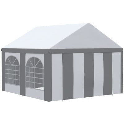 4x4m Metal Frame Gazebo Tent With Sides, White/Grey