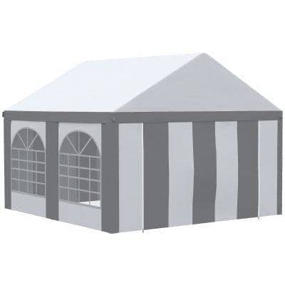 Steel Frame Gazebo With Sides, 4x4m, White/Grey