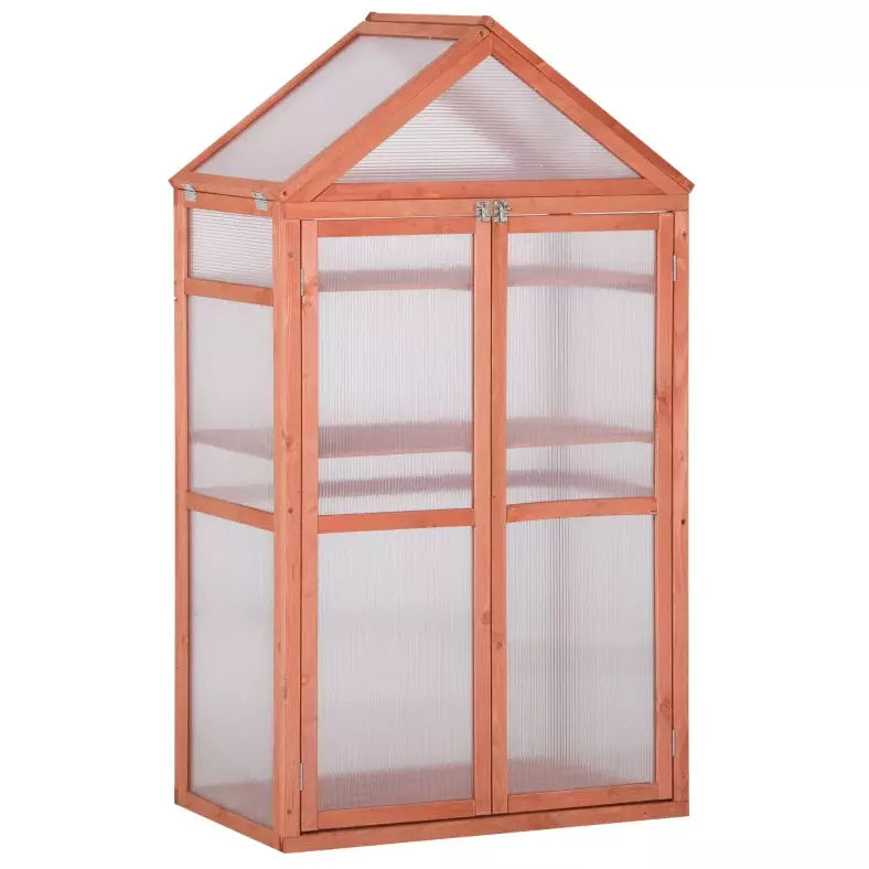 Greenhouse Cold Frame, Shelves, Double Doors, 80x47x138cm