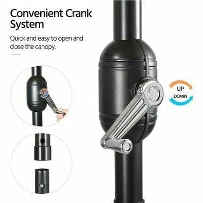 2.7m Garden Parasol Patio Umbrella Market Table Umbrella With Tilt & Crank Handle