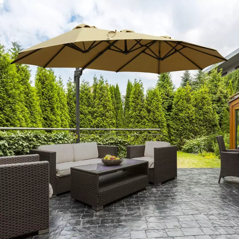 4.5m Roma Double Sided Cantilever Parasol With Cross Base