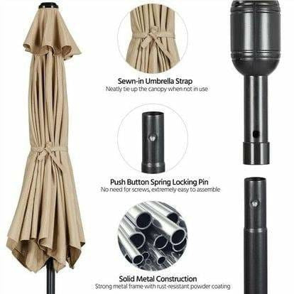 2.7m Garden Parasol Patio Umbrella Market Table Umbrella With Tilt & Crank Handle