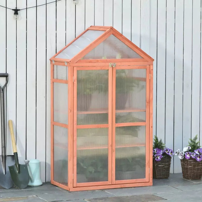 Greenhouse Cold Frame, Shelves, Double Doors, 80x47x138cm