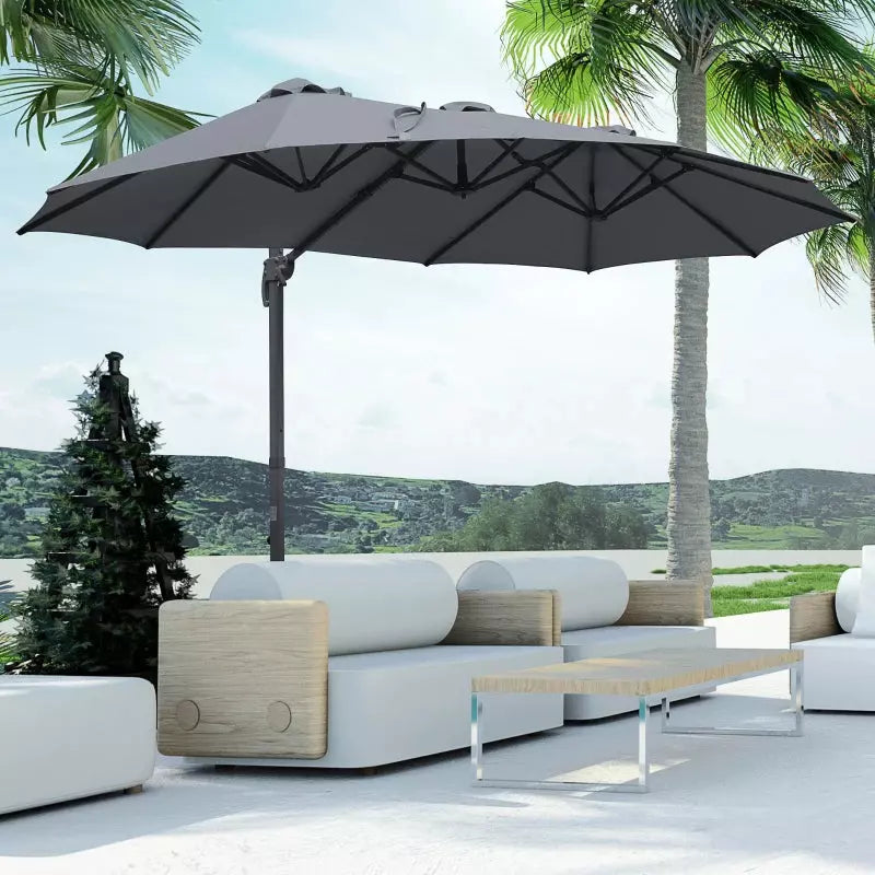 4.5m Roma Double Sided Cantilever Parasol With Cross Base