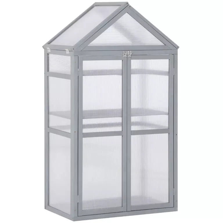 Greenhouse Cold Frame, Shelves, Double Doors, 80x47x138cm