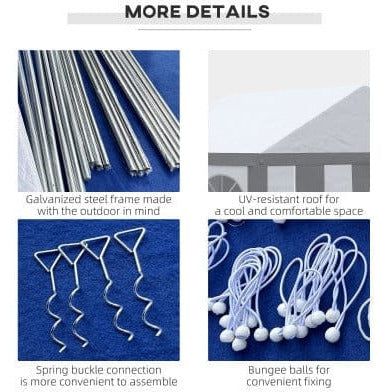 Steel Frame Gazebo With Sides, 4x4m, White/Grey