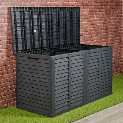 Extra Large Waterproof Garden Storage Box Plastic Lockable - Black 750L