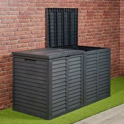 Extra Large Waterproof Garden Storage Box Plastic Lockable - Black 750L EBay