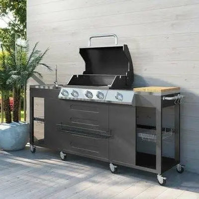 Boss Grill Texas Outdoor Kitchen — 4 Burner Gas BBQ with Side Burner, Built-in Sink and Chopping Board EBay