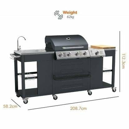 Outdoor Kitchen 4 Burner Gas BBQ with Side Burner