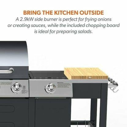 Outdoor Kitchen 4 Burner Gas BBQ with Side Burner