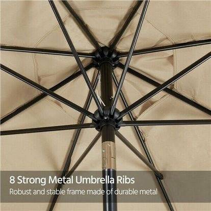2.7m Garden Parasol Patio Umbrella Market Table Umbrella With Tilt & Crank Handle