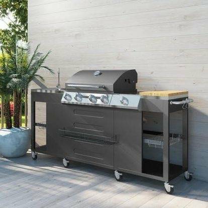 Outdoor Kitchen 4 Burner Gas BBQ with Side Burner