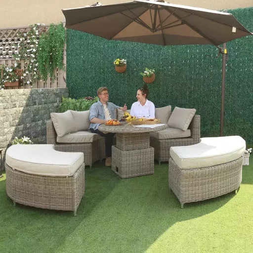 Image of an 8 Seater Round Rattan Garden Furniture Set