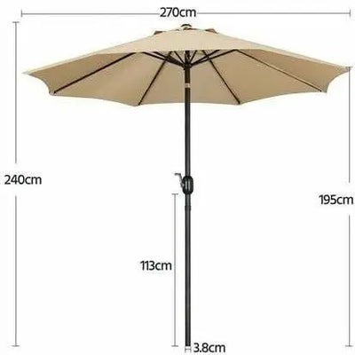 2.7m Garden Parasol Patio Umbrella Market Table Umbrella With Tilt & Crank Handle Outsunny