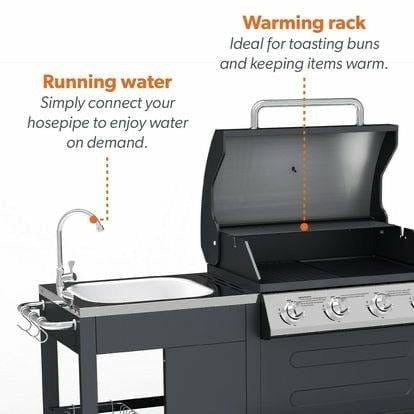 Outdoor Kitchen 4 Burner Gas BBQ with Side Burner