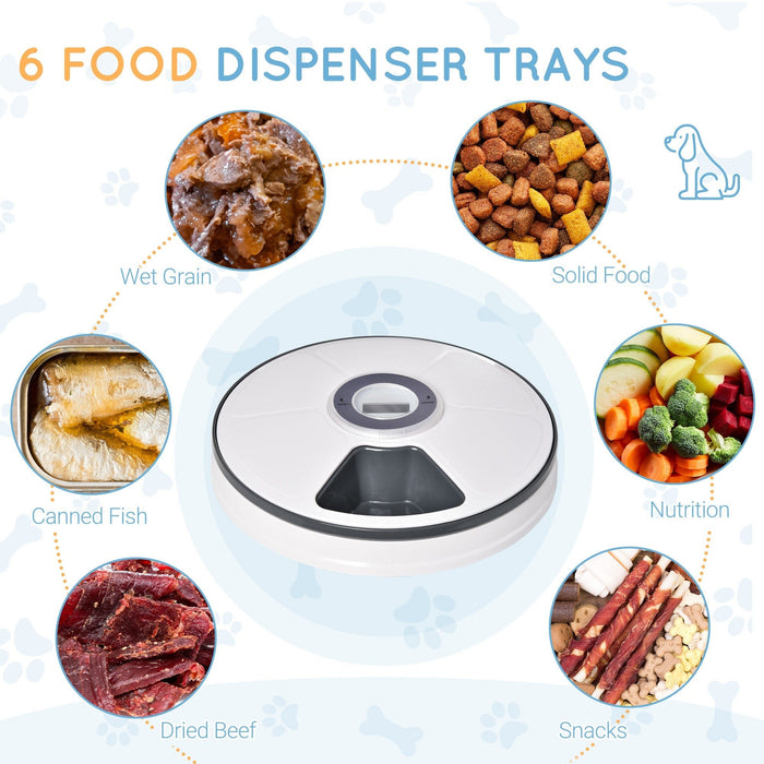 6 Meal Automatic Pet Feeder With Digital Timer, LED Display