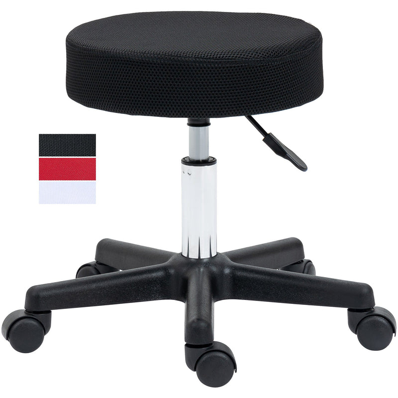 Black Salon Stool with Hydraulic Adjustable Height