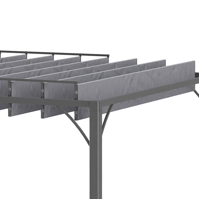 3x3 Metal Pergola With Louvered Roof, Grey