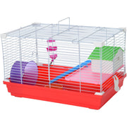 Dwarf Hamster Cage with Tunnels, Red & White Pawhut