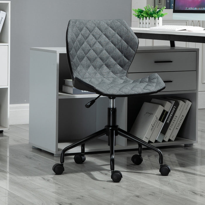 Grey Linen Home Office Swivel Chair with Adjustable Height