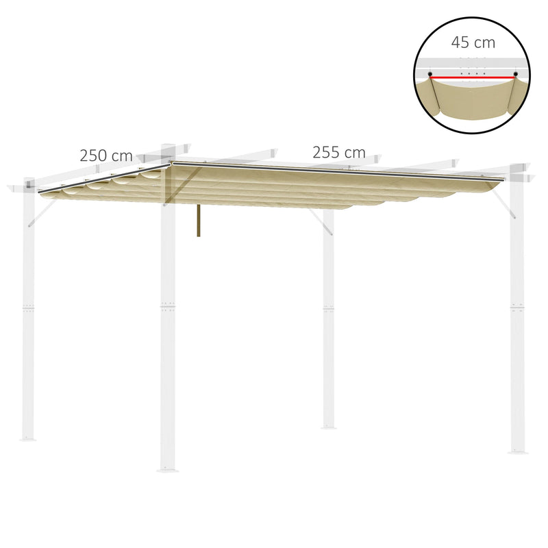 Outsunny Retractable Pergola Shade Cover, Replacement Canopy Fabric for 3 x 3 (m) Pergola, Gazebo Retractable Roof, Beige Outsunny