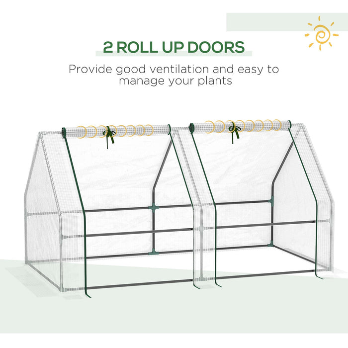 Compact Greenhouse With Roll Up Windows, White