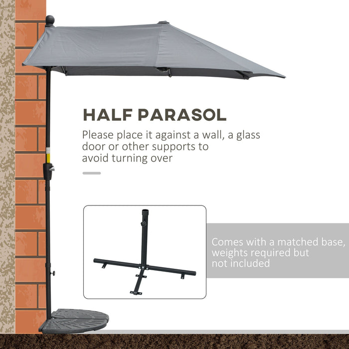 2m Half Garden Parasol, Dark Grey