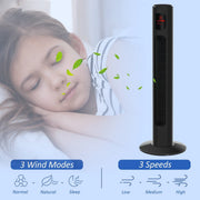 38" Tower Fan with Remote, 3 Speed, 12h Timer, Oscillation Homcom