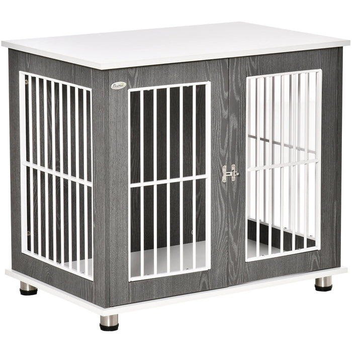 Wooden Dog Crate with Lockable Door, Adjustable Feet