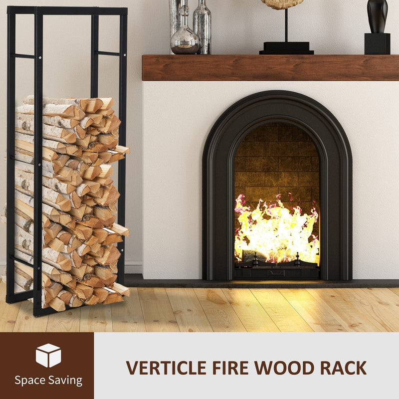 Tall Metal Firewood Log Holder, Indoor/Outdoor, Rust-Resistant