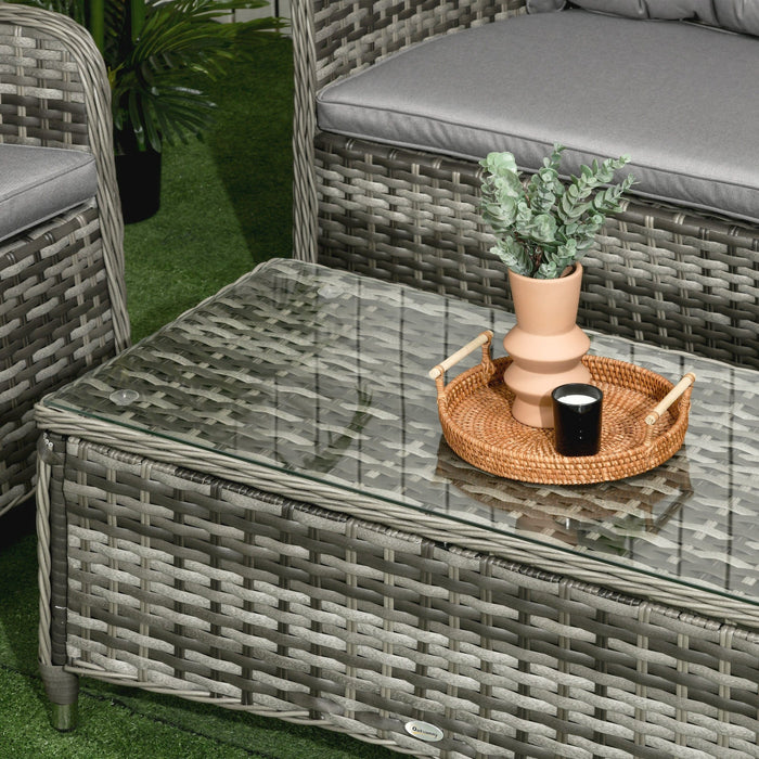 4pc Grey Rattan Patio Furniture with Cushions & Table