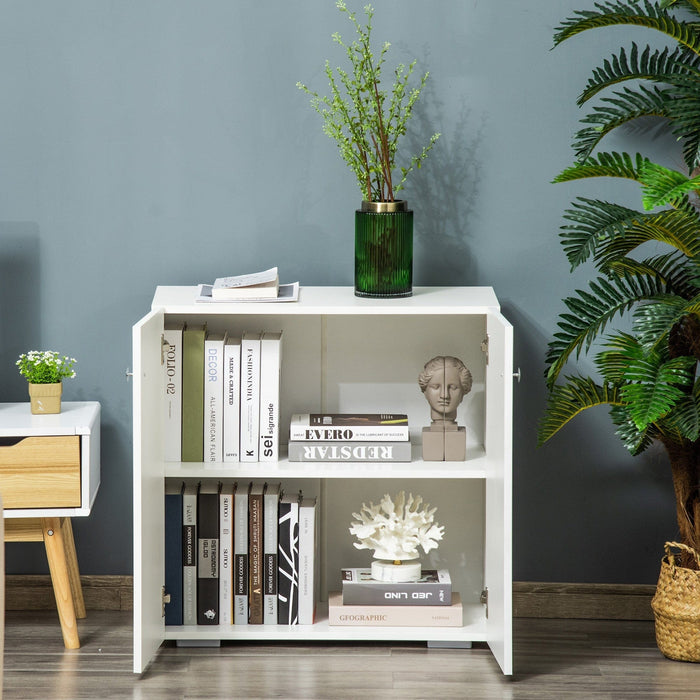 Small Cabinet With Doors, 2 Shelves, 70 x 39 x 70cm, White