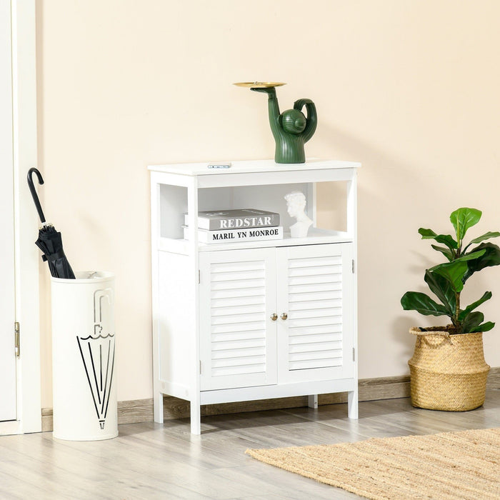 White Bathroom Storage Cabinet - 60W x 30D x 81.6Hcm