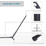 Hammock Stand Freestanding Adjustable Metal Frame for Garden or Patio Use Black Outsunny