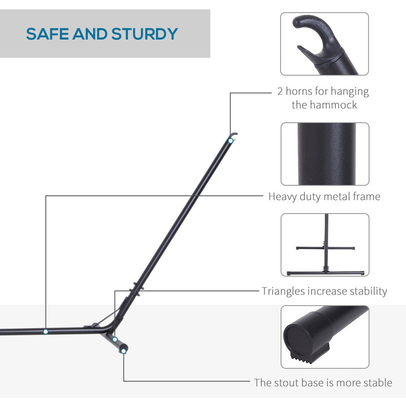 Hammock Stand Freestanding Adjustable Metal Frame for Garden or Patio Use Black Outsunny