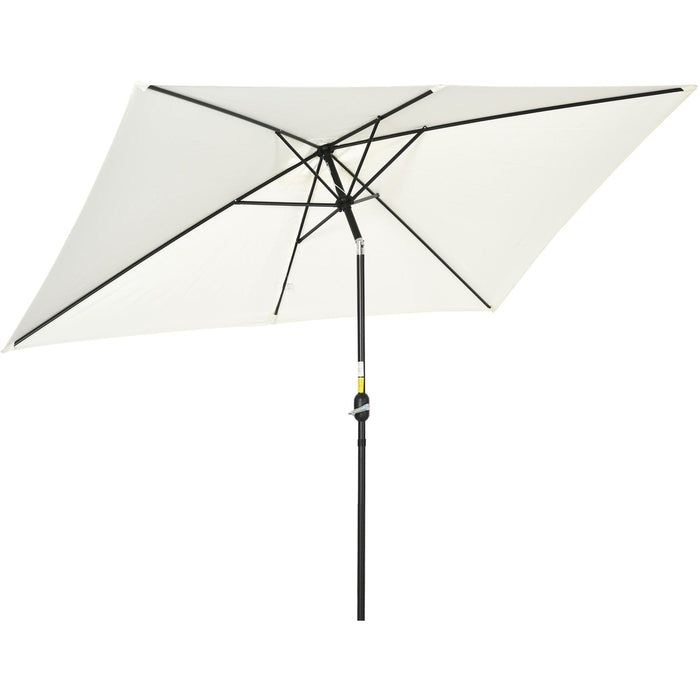 3x2m Stylish Garden Parasol Rectangular - Cream/White