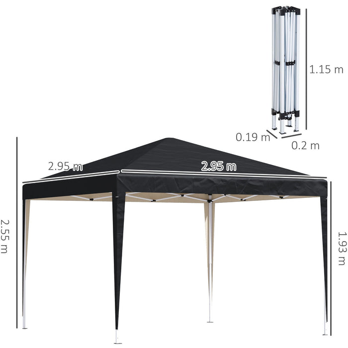 3x3 Pop Up Gazebo, Waterproof, Heavy Duty, Easy Setup, Black